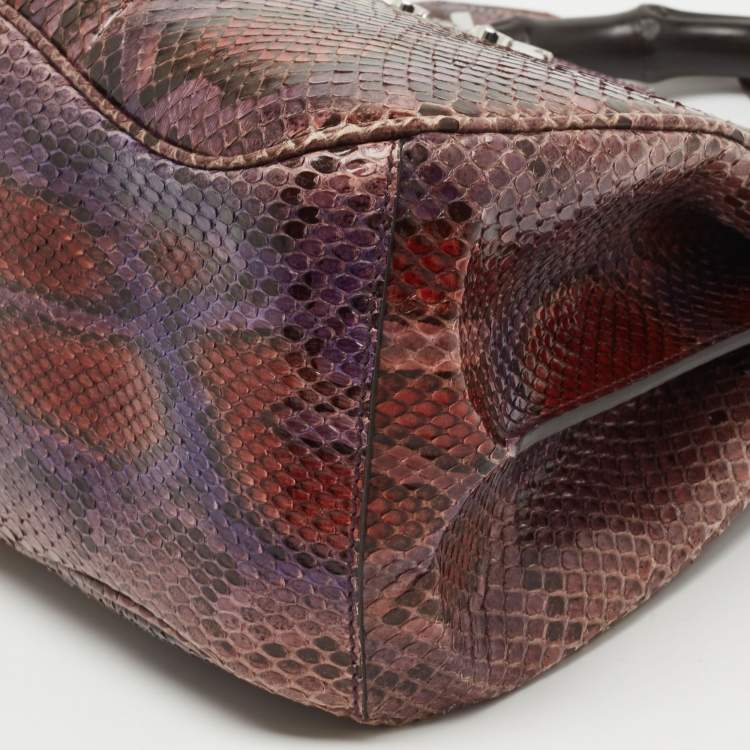 Pre Owned Gucci Multicolor Python Leather Lady Lock Top Handle Bag