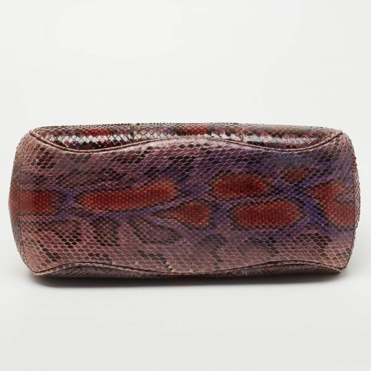 Pre Owned Gucci Multicolor Python Leather Lady Lock Top Handle Bag