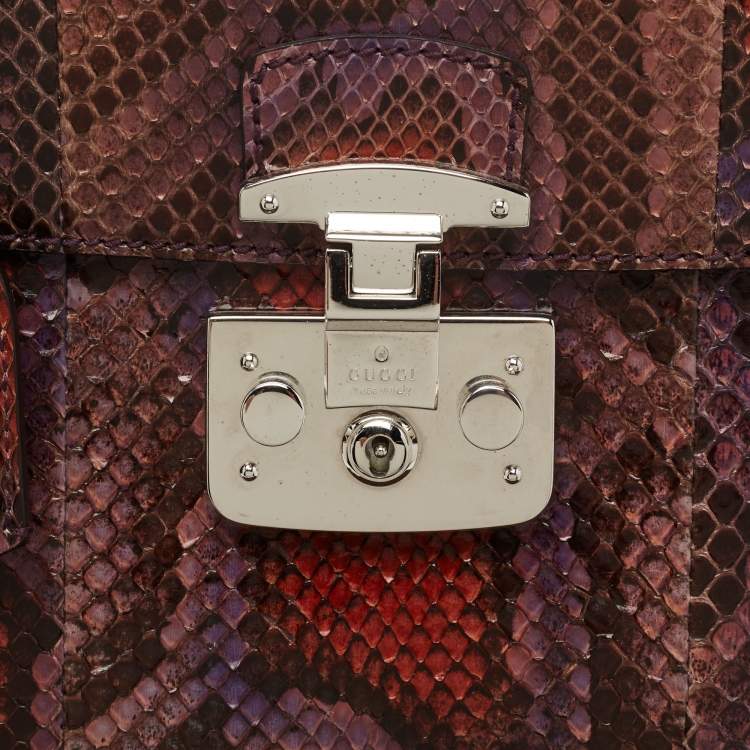 Pre Owned Gucci Multicolor Python Leather Lady Lock Top Handle Bag