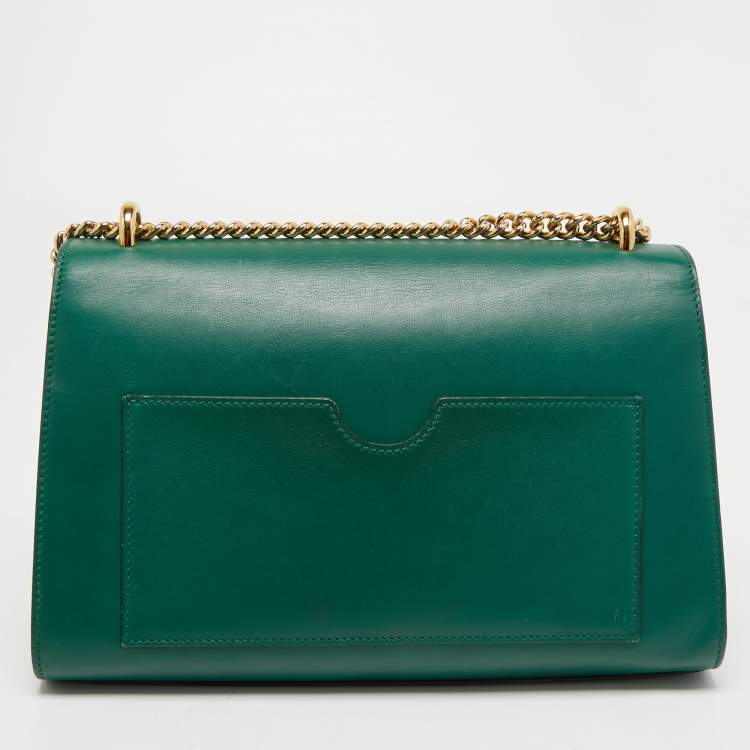 Pre Owned Gucci Green Leather Padlock Shoulder Bag