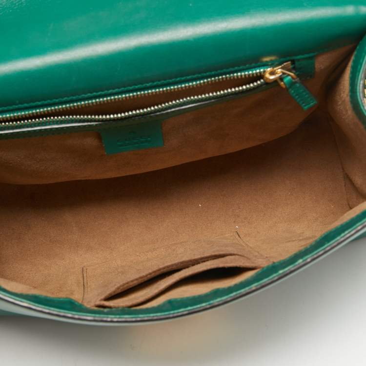 Pre Owned Gucci Green Leather Padlock Shoulder Bag