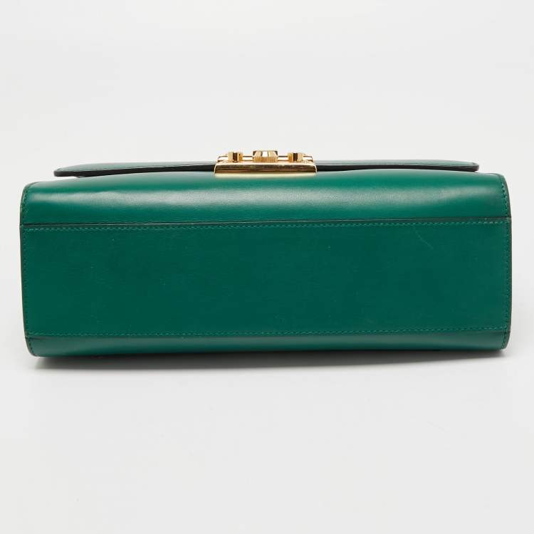 Pre Owned Gucci Green Leather Padlock Shoulder Bag
