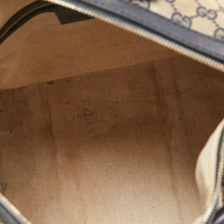 Pre Owned Gucci Beige/Blue GG Canvas Joy Web Boston Bag