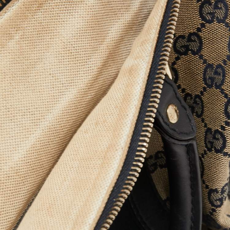 Pre Owned Gucci Beige/Blue GG Canvas Joy Web Boston Bag