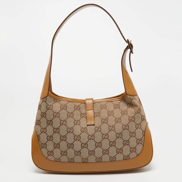 Gucci Beige Brown Gg Canvas And Leather Small Jackie Hobo Gucci The