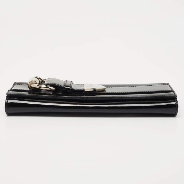Pre Owned Gucci Black Patent Leather Romy Clutch