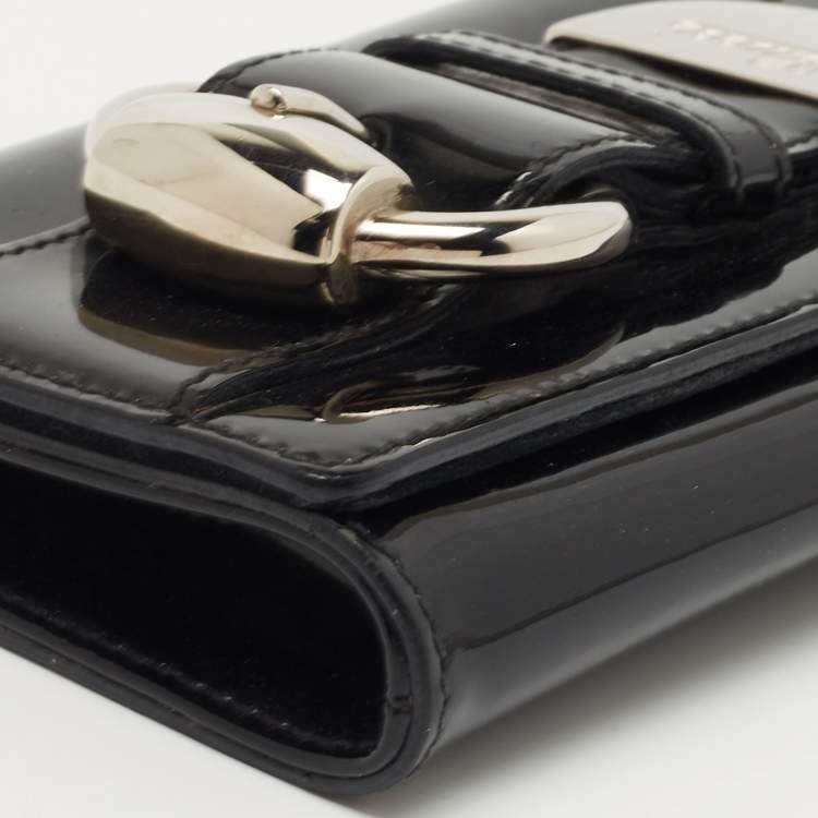 Pre Owned Gucci Black Patent Leather Romy Clutch