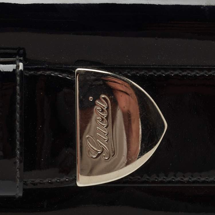 Pre Owned Gucci Black Patent Leather Romy Clutch