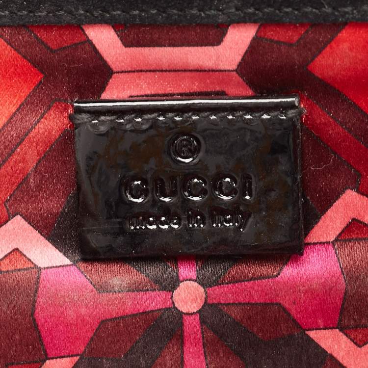 Pre Owned Gucci Black Patent Leather Romy Clutch
