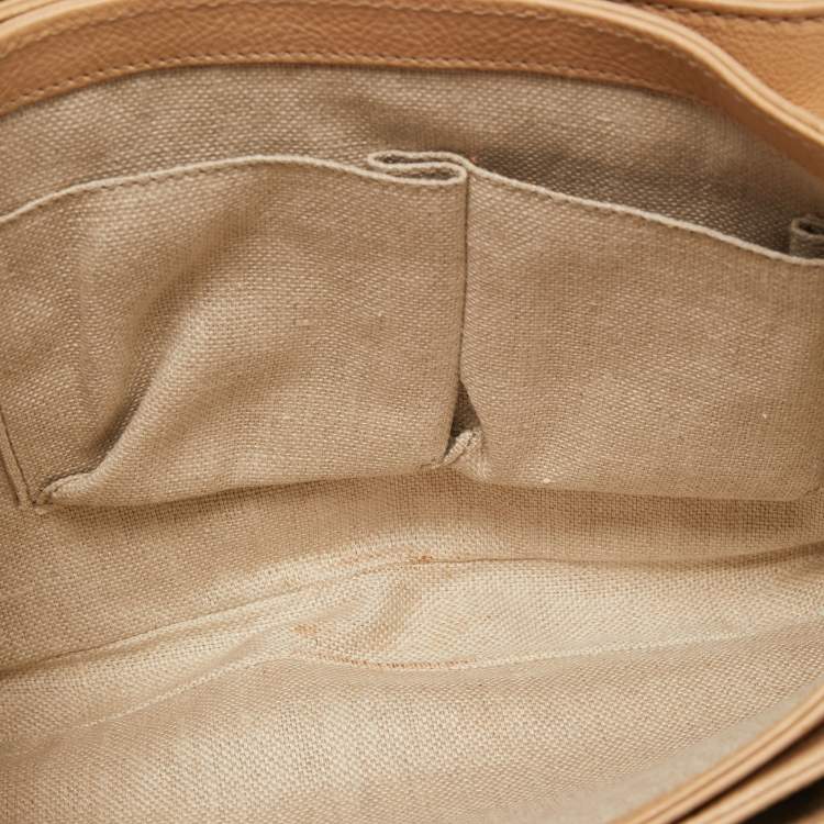 Pre Owned Gucci Beige/Brown GG Canvas and Leather Medium Marrakech Tassel Messenger Bag