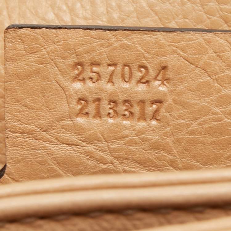 Pre Owned Gucci Beige/Brown GG Canvas and Leather Medium Marrakech Tassel Messenger Bag