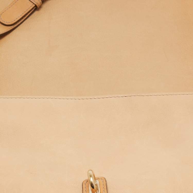 Pre Owned Gucci Beige/Brown GG Canvas and Leather Medium Marrakech Tassel Messenger Bag