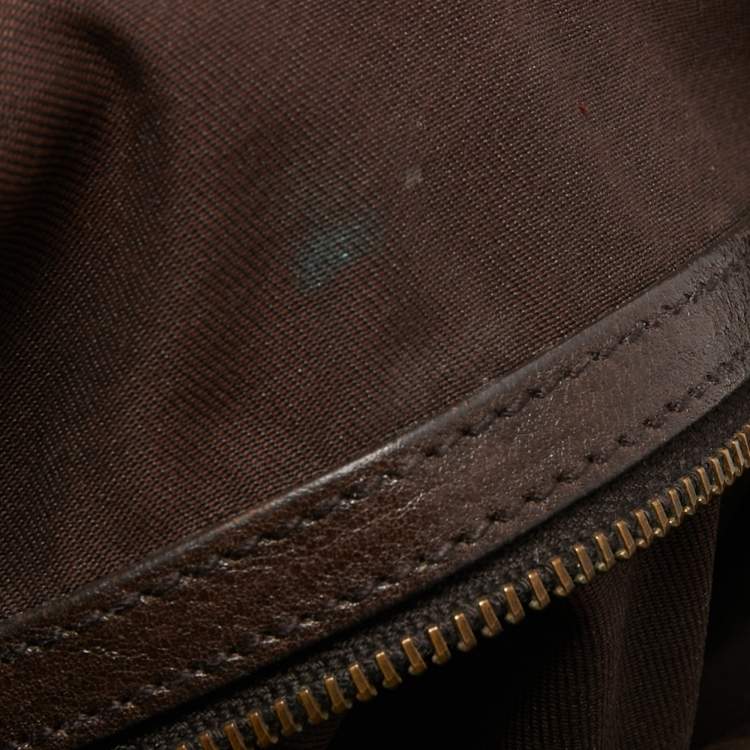 Pre Owned Gucci Beige/Brown Canvas and Leather Interlocking Boston Bag