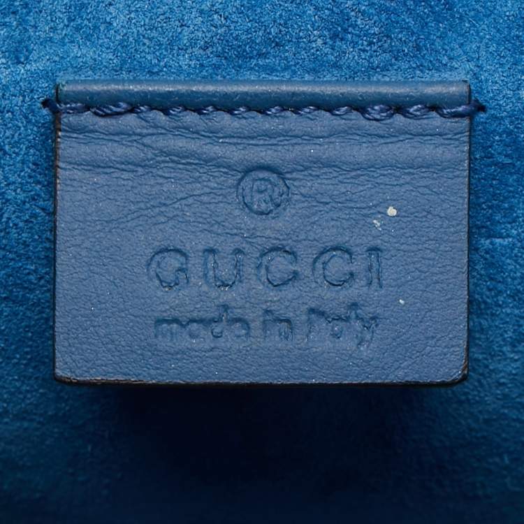 Pre Owned Gucci Blue/Beige GG Supreme Canvas and Suede Small Dionysus Blooms Shoulder Bag