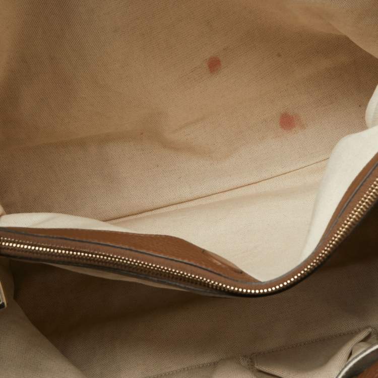 Pre Owned Gucci Brown Leather Large Bamboo Shopper Tote