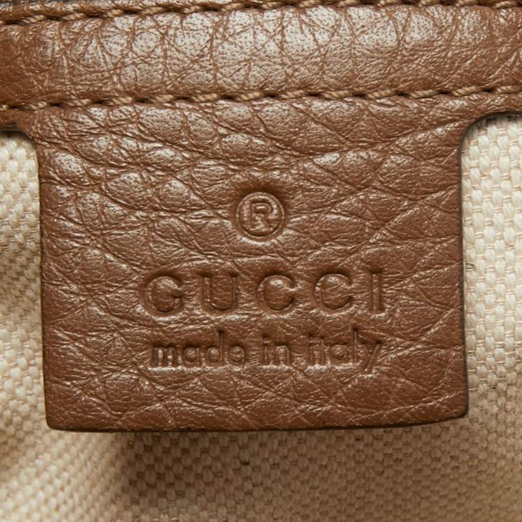 Pre Owned Gucci Brown Leather Large Bamboo Shopper Tote