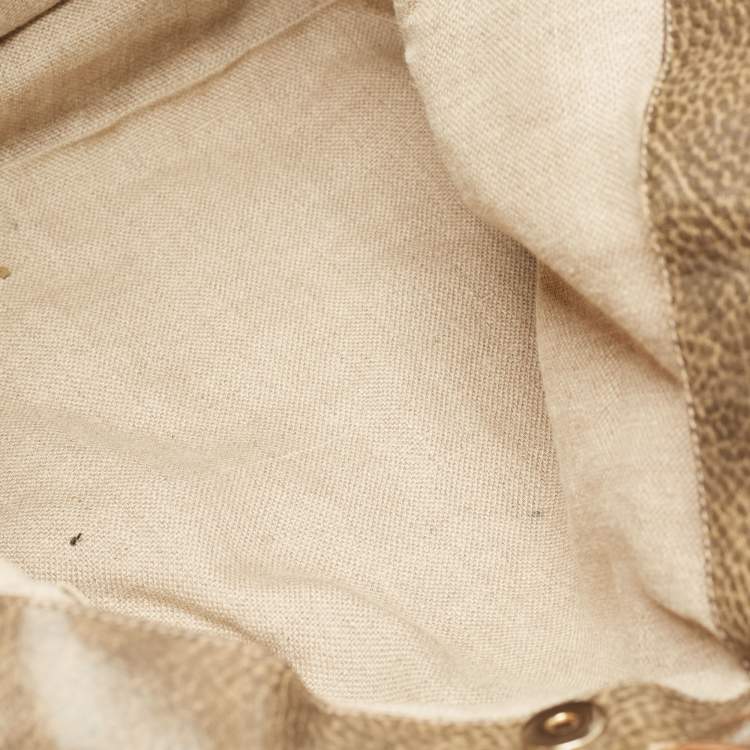 Pre Owned Gucci Dark Olive Green GG Canvas Bamboo Tassel Shopper Tote