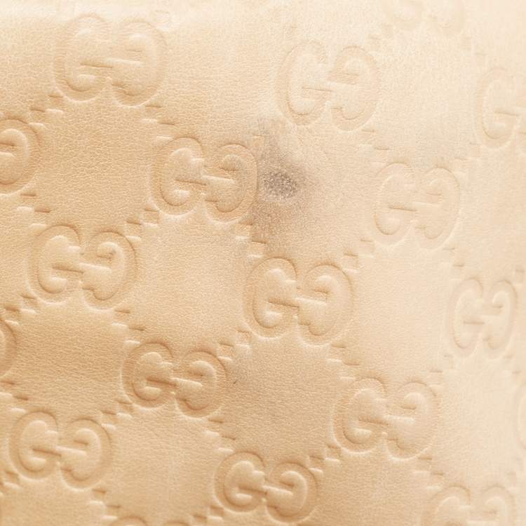 Pre Owned Gucci Beige Guccissima Leather Medium Britt Tassel Hobo