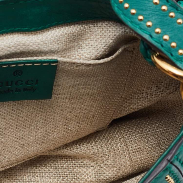 Pre Owned Gucci Green Leather Small Snaffle Bit Shoulder Bag