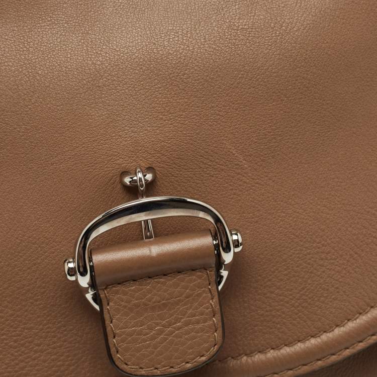 مملوكة مسبقًا Gucci Brown Leather Techno Horsebit Flap Hobo