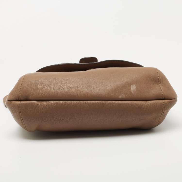 مملوكة مسبقًا Gucci Brown Leather Techno Horsebit Flap Hobo