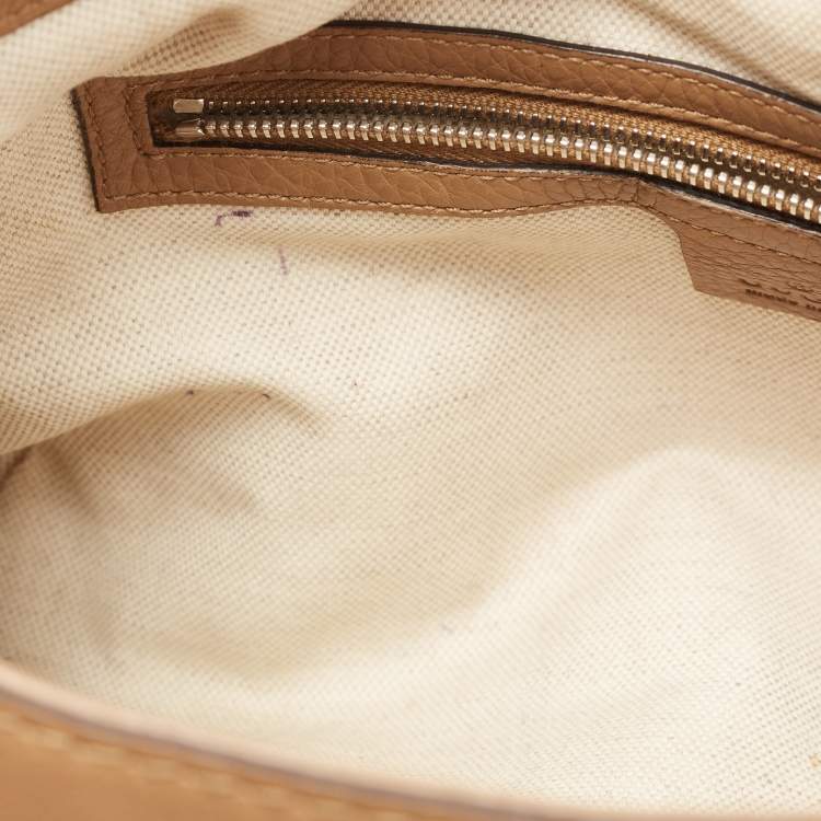 مملوكة مسبقًا Gucci Brown Leather Techno Horsebit Flap Hobo