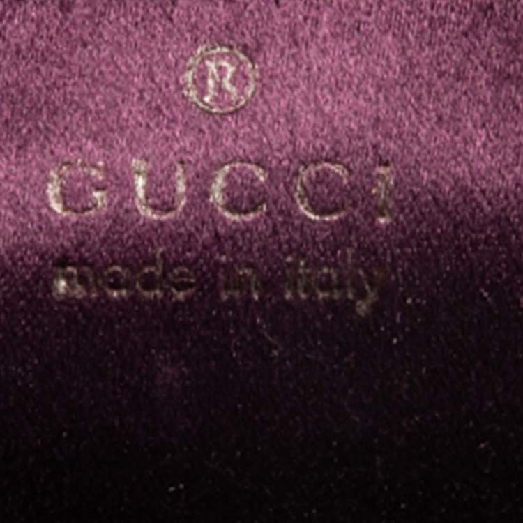 Pre Owned Gucci Purple Velvet Bamboo Top Handle Bag