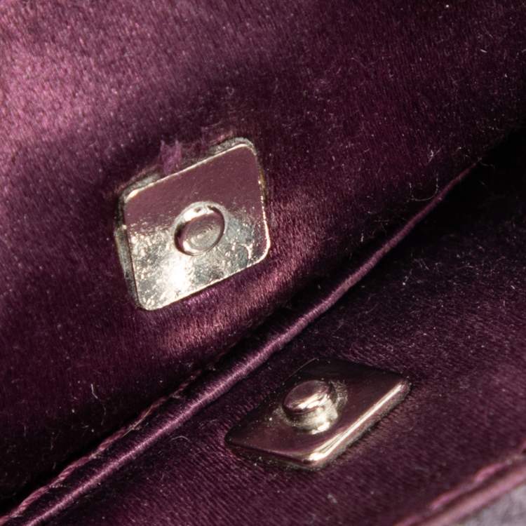 Pre Owned Gucci Purple Velvet Bamboo Top Handle Bag