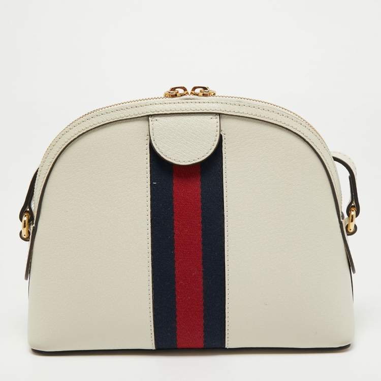 Pre Owned Gucci White Leather Small Ophidia Shoulder Bag