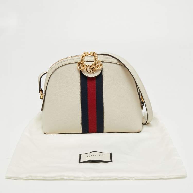 Pre Owned Gucci White Leather Small Ophidia Shoulder Bag