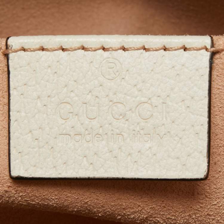 Pre Owned Gucci White Leather Small Ophidia Shoulder Bag