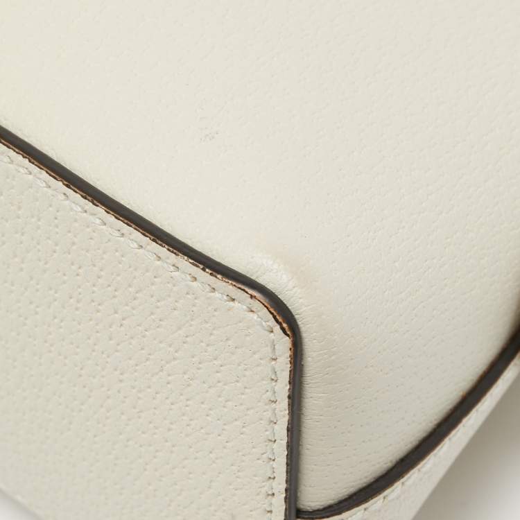 Pre Owned Gucci White Leather Small Ophidia Shoulder Bag