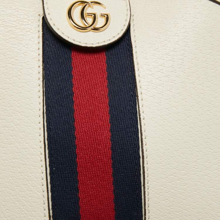 Pre Owned Gucci White Leather Small Ophidia Shoulder Bag