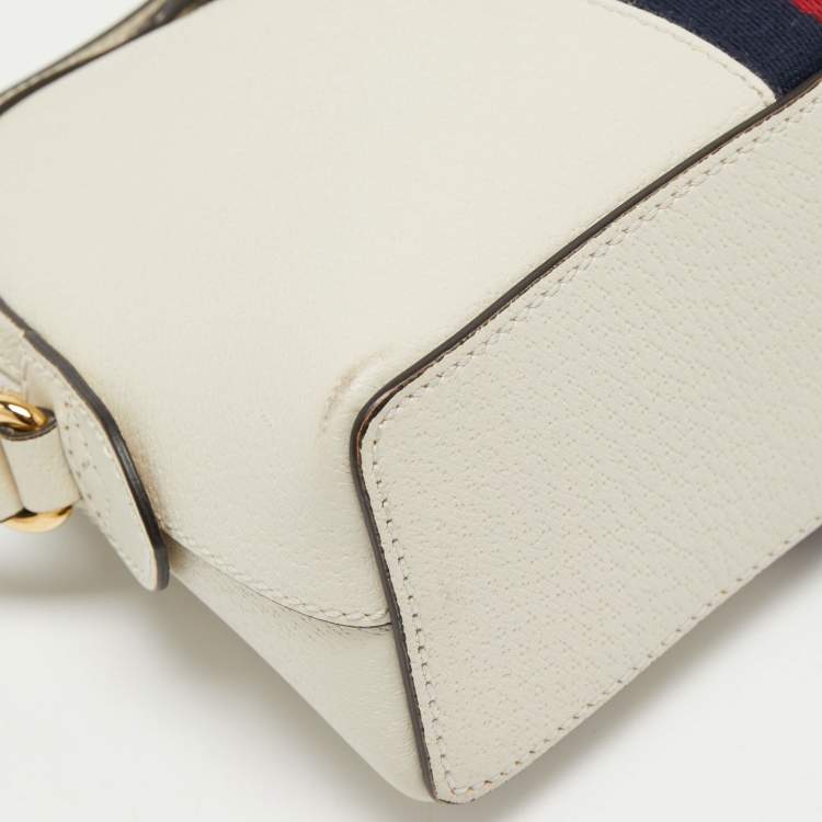 Pre Owned Gucci White Leather Small Ophidia Shoulder Bag