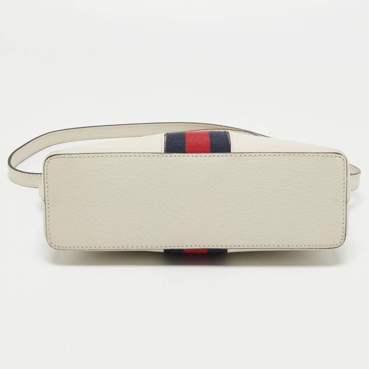 Pre Owned Gucci White Leather Small Ophidia Shoulder Bag