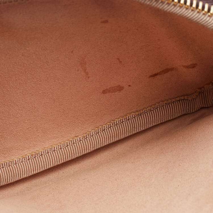 Pre Owned Gucci Beige/Brown GG Supreme Canvas and Leather Ophidia Wristlet
