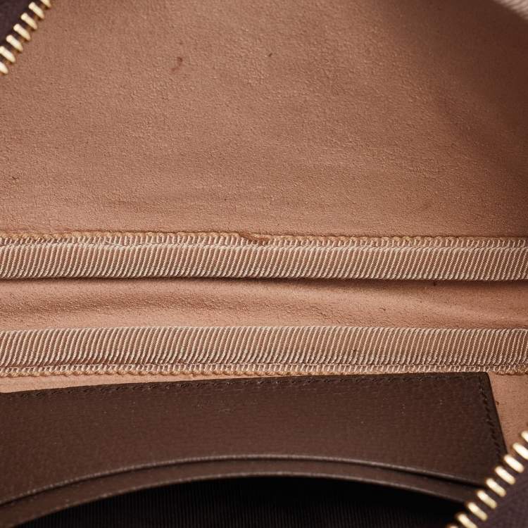 Pre Owned Gucci Beige/Brown GG Supreme Canvas and Leather Ophidia Wristlet