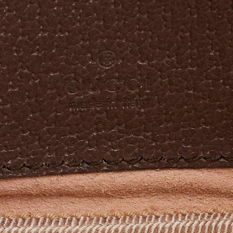 Pre Owned Gucci Beige/Brown GG Supreme Canvas and Leather Ophidia Wristlet