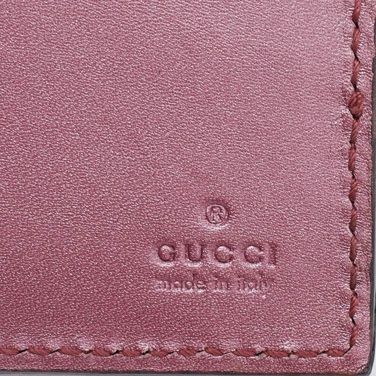 Pre Owned Gucci Pink Microguccissima Patent Leather Long Wallet on Chain