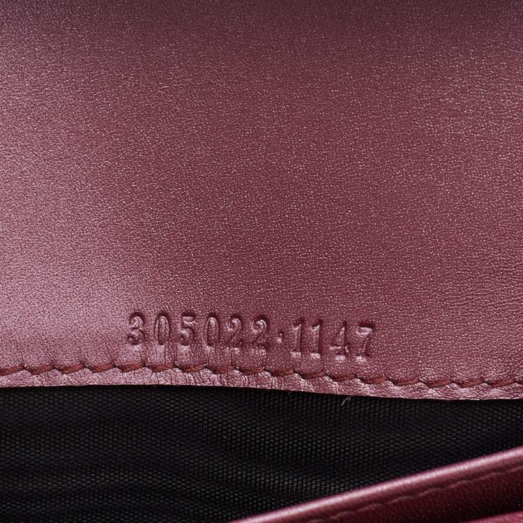 Pre Owned Gucci Pink Microguccissima Patent Leather Long Wallet on Chain