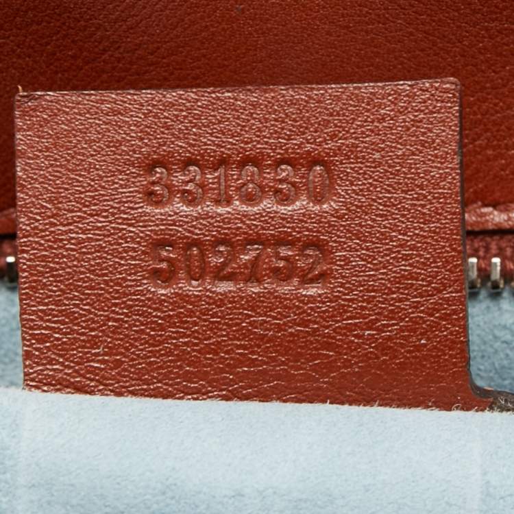 Pre Owned Gucci Brown Glossy Leather Medium Lady Lock Top Handle Bag