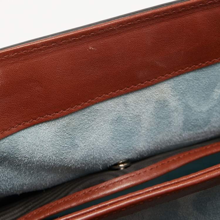 Pre Owned Gucci Brown Glossy Leather Medium Lady Lock Top Handle Bag