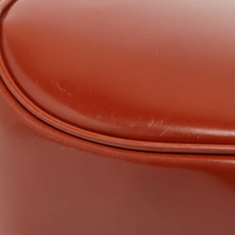 Pre Owned Gucci Brown Glossy Leather Medium Lady Lock Top Handle Bag