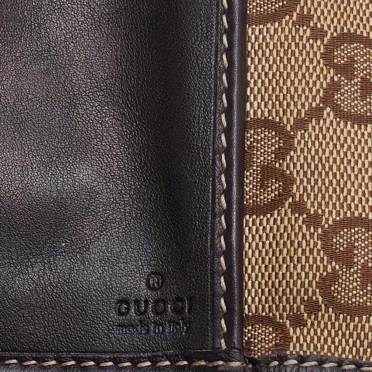 Pre Owned Gucci Beige/Brown GG Canvas and Leather Flap Continental Wallet