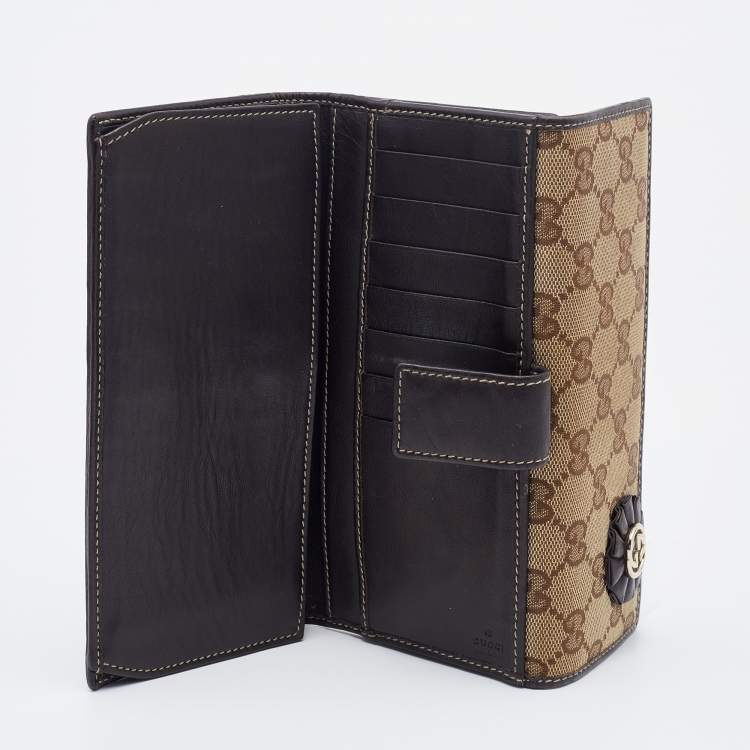 GUCCI GG Supreme Continental Flap Wallet Beige/Brown 112715