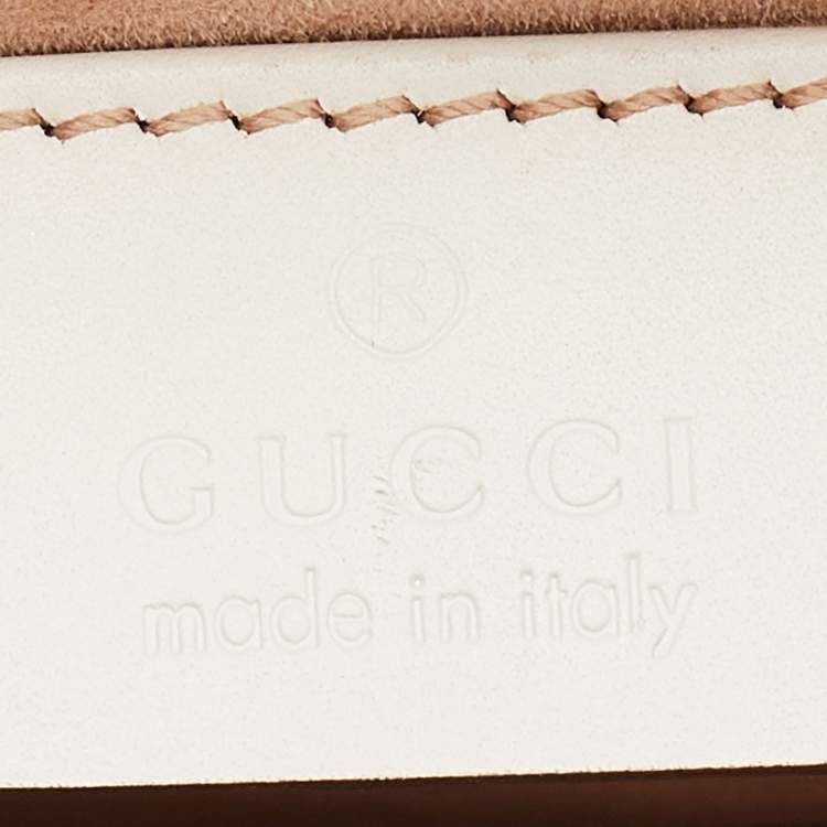 Pre Owned Gucci White Leather Mini Web Sylvie Top Handle Bag