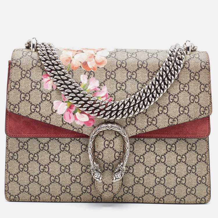 GUCCI Dionysus small embellished printed coated-canvas and suede shoulder  bag