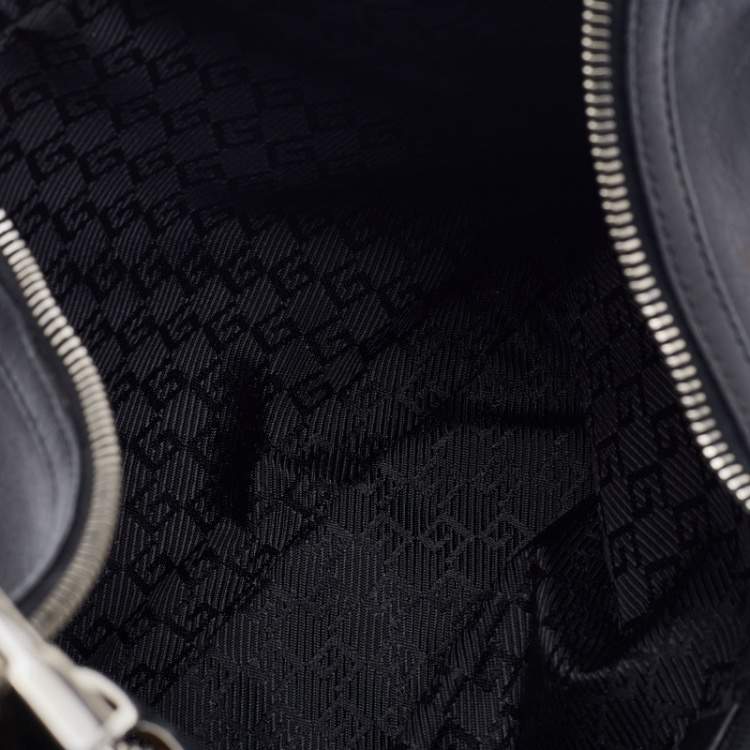 Pre Owned Gucci Black Leather Rope Handle Hobo
