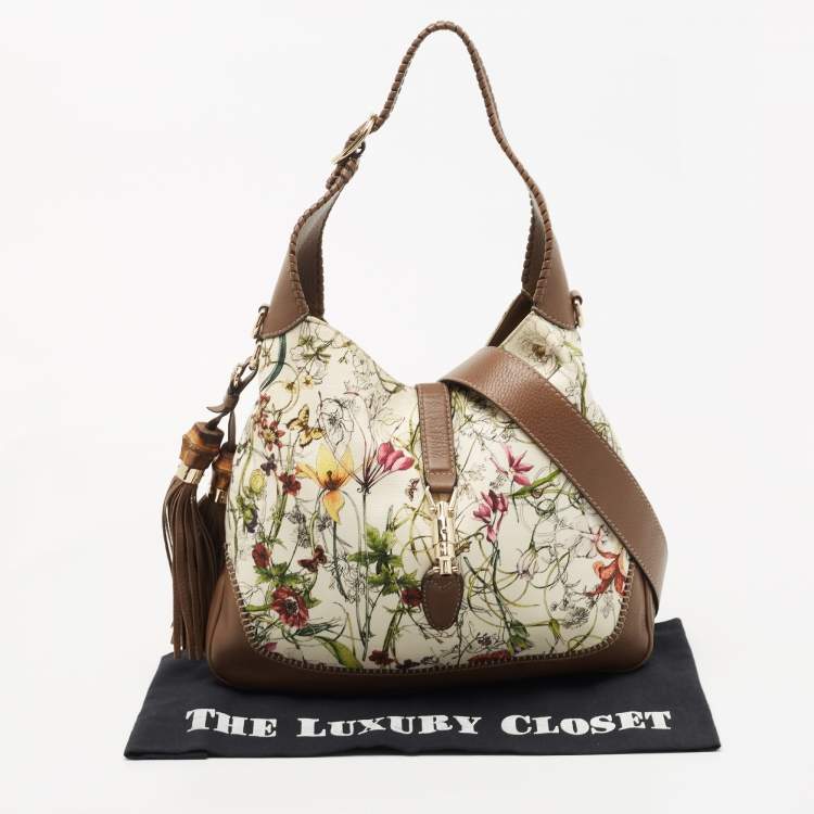 مملوكة مسبقًا Gucci Multicolor Floral Print Canvas and Leather Medium New Jackie Hobo 