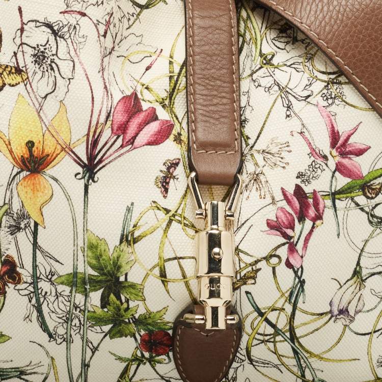 مملوكة مسبقًا Gucci Multicolor Floral Print Canvas and Leather Medium New Jackie Hobo 